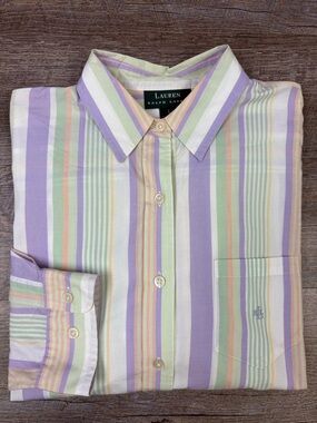 Lauren Ralph Lauren Pastel Stripe Button Down Shirt Multicolor Classic Fit
